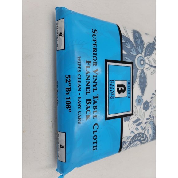 Vinyl Table Cloth Superior Flannel Back Broder Home Design 52" × 108" New A2 - Picture 2 of 11